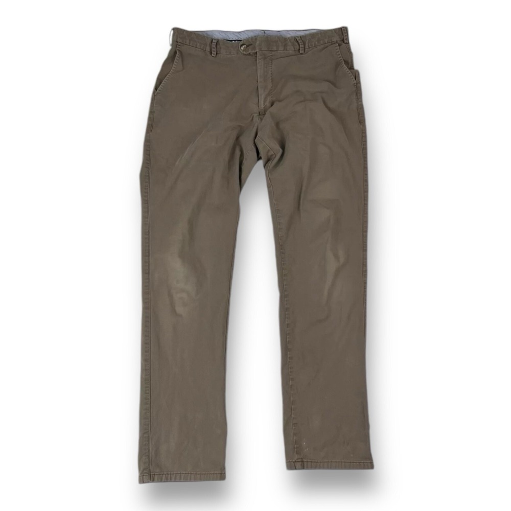 Peter Millar Brown Flat Front Cotton Chino Pants Mens‎ Size 36X33